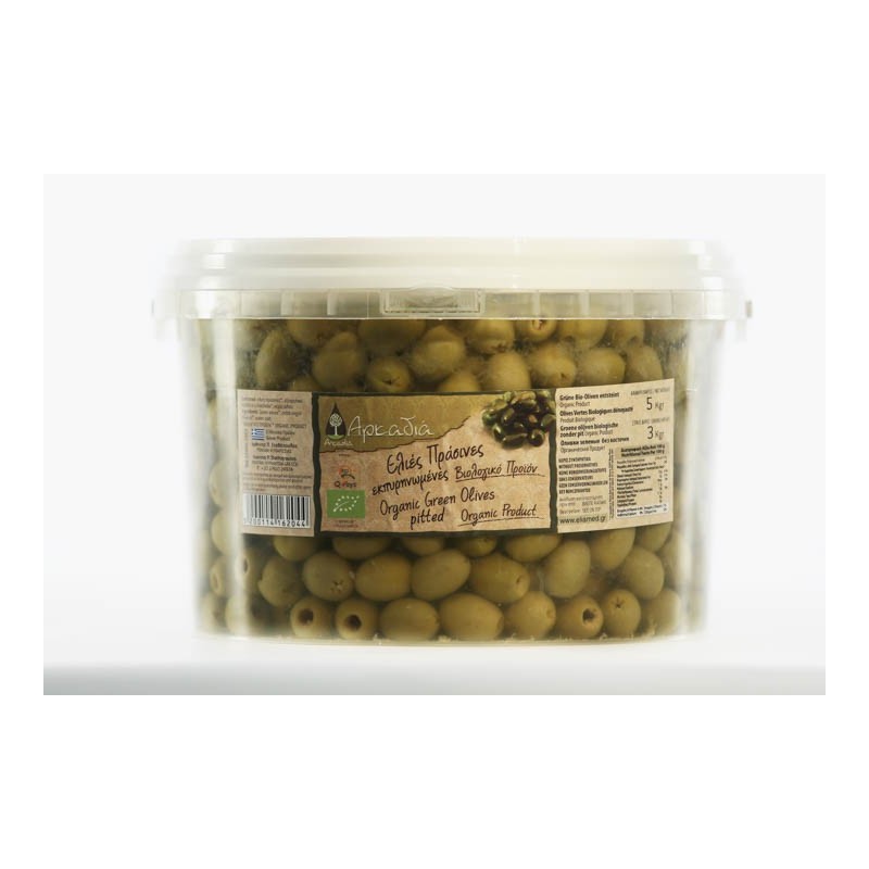 Olives vertes Chalkidiki en saumure dénoyautées BIO 3kg