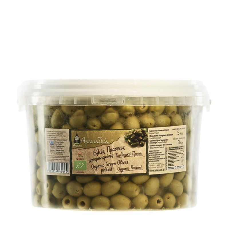 Olives vertes Chalkidiki en saumure dénoyautées BIO 3kg pour professionnels