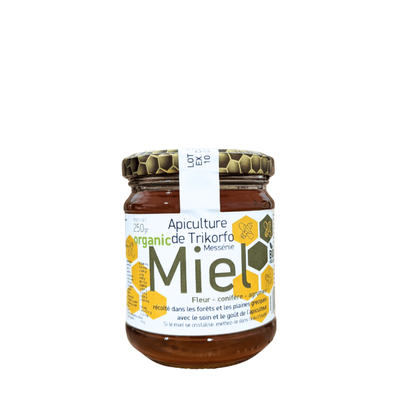 Pot de miel fleurs, sapin et agrumes Vlahos Bio - 250g